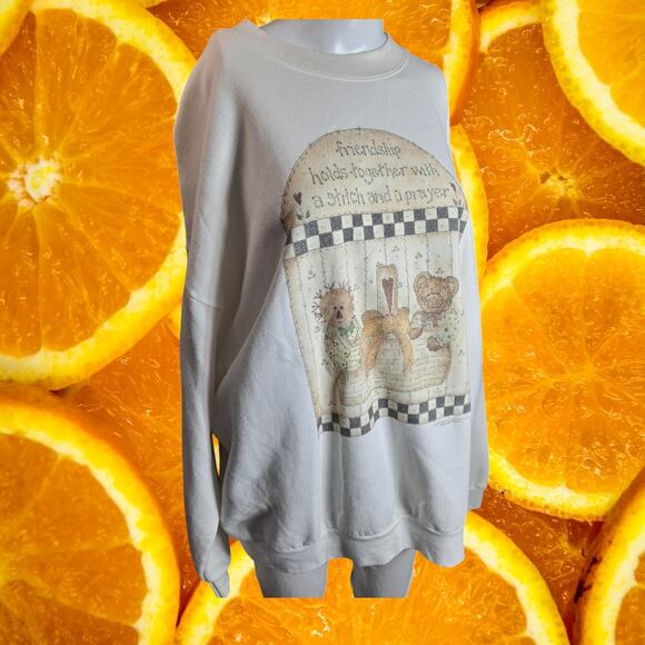 Lee Women's Beige Friendship Hold Together Graphics Front Sweatshirt Size 2X - Picture 1 of 9